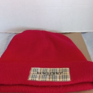 Burberry Unisex Vibrant Red Beanie Vintage
